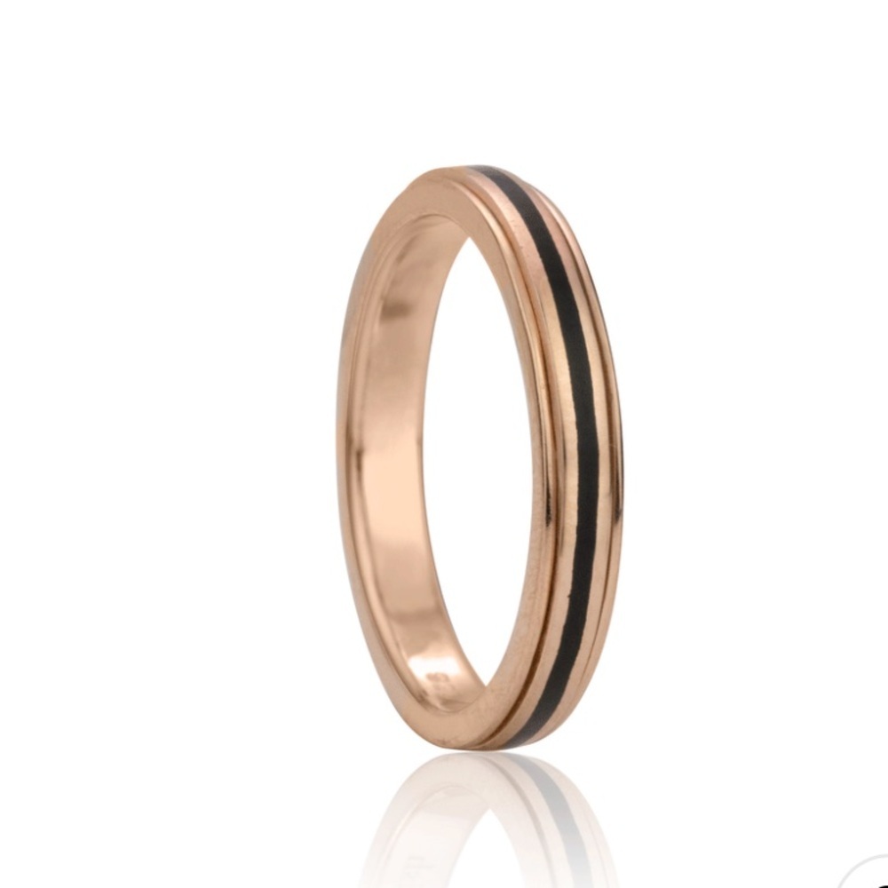 🆕 Shanti RGV Mediation Ring 925 Sterling & Black Enamel 14 KT Rose Gold Vermeil